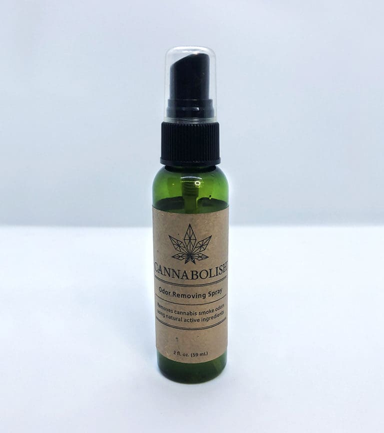 Cannabolish Spray Green Bottle with Brown Label